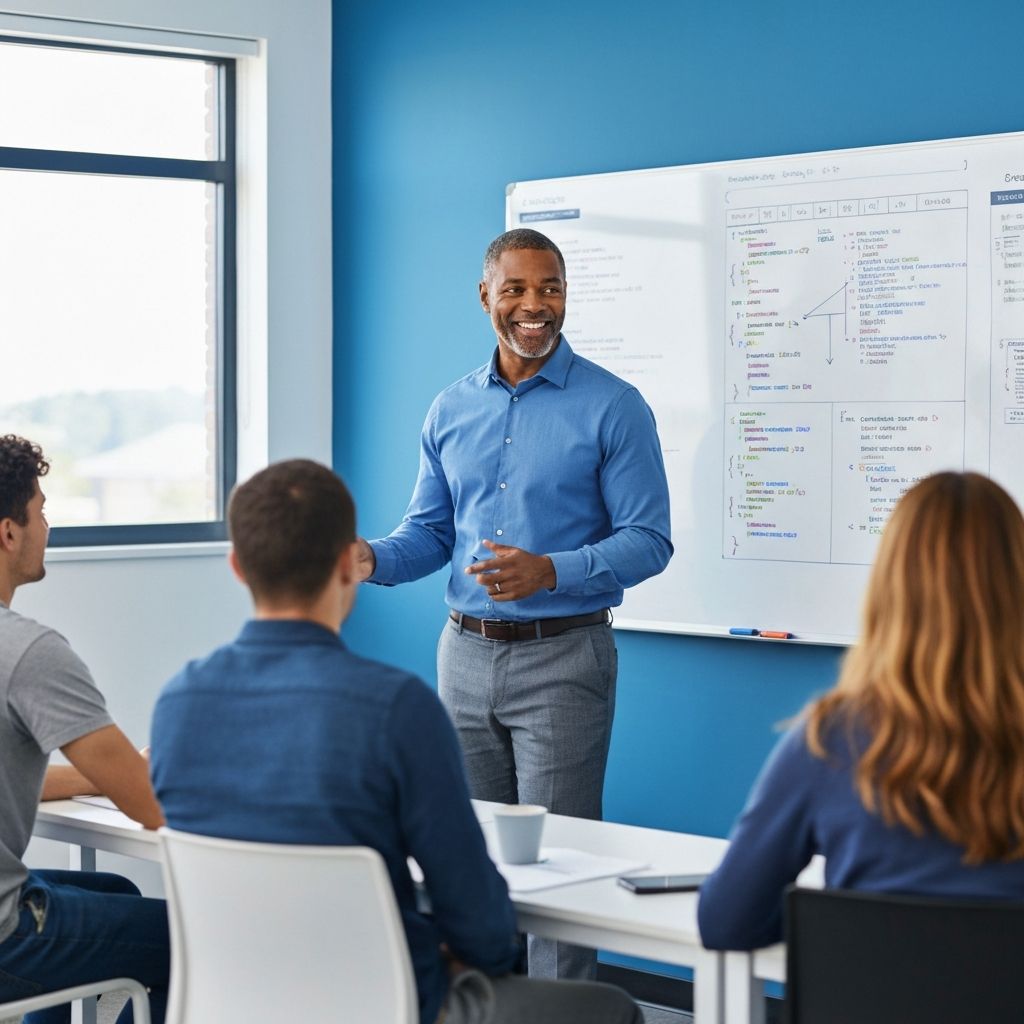 Tutor teaching students